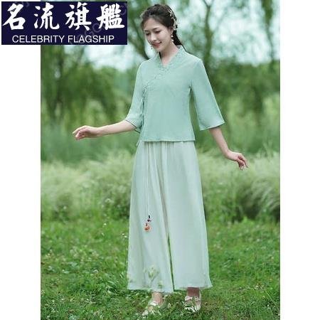 新中式國風唐裝年輕款漢服復古改良旗袍上衣女民國少女禪意茶藝服