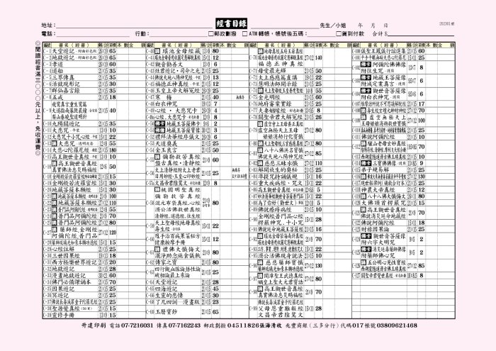 【天橋印經處】C-57a文昌帝君陰騭文$8/單張彩色折疊