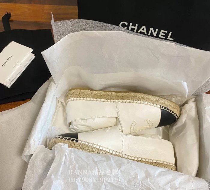 HANNA精品Chanel香奈兒漁夫鞋 鉛筆鞋 女鞋 新款 白色羊皮 平底鞋 時尚單鞋 經典色