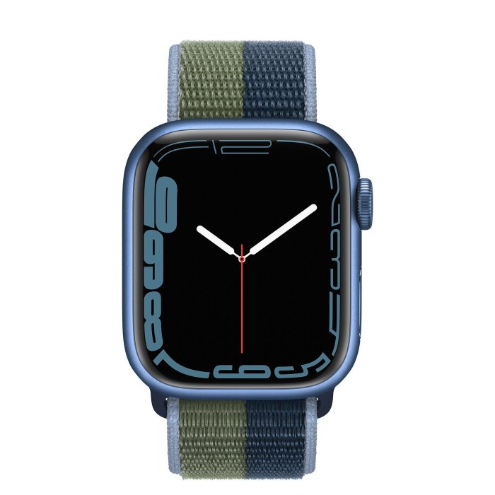 全新未拆［專櫃$1,600］Apple Watch Series 7 45mm 蘋果原廠 雙色深邃藍色配苔綠色運動錶環 42 44運動型錶Nike透氣尼龍織紋