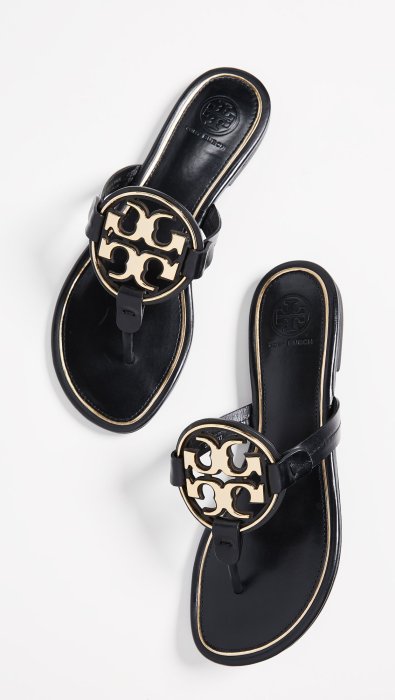 ~The Black Dan Moccani~ [秒殺] Tory Burch Miller 金色logo 人字夾腳拖