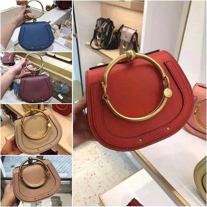 歐洲奢品站Chloe Small Nile Bracelet Bag 白色小型小牛皮拼接麂皮手鐲肩背包