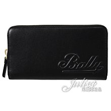 【茱麗葉精品】全新精品 BALLY 6238488 LARISSA 經典LOGO 牛皮多卡拉鏈長夾.黑 現貨