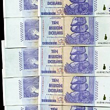 ZIMBABWE（辛巴威100億紙幣）P85 ，10-BILLION，2008，平均品相9新AU x10張量販 保證真鈔