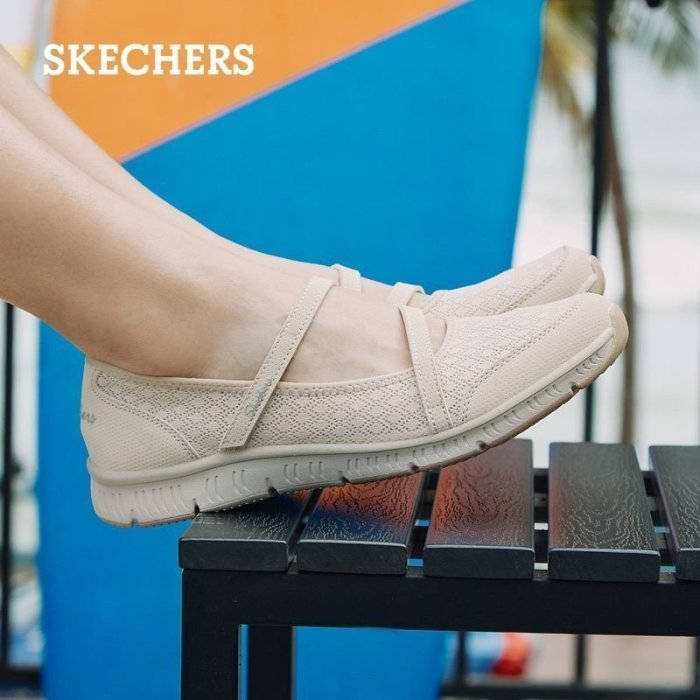 100原廠％Skechers斯凱奇官方2021新款女鞋樂福鞋懶人鞋瑪麗珍平底鞋芭蕾鞋