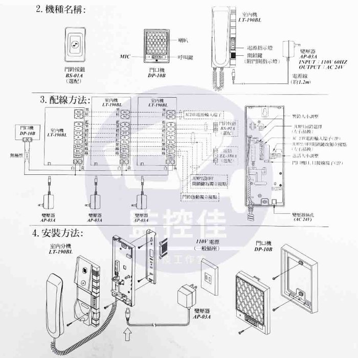 【 附發票】俞氏牌 YUS-BL 二線式電鎖對講機 大樓公寓一對一對講機 (可開一樓電鎖) 公寓對講機