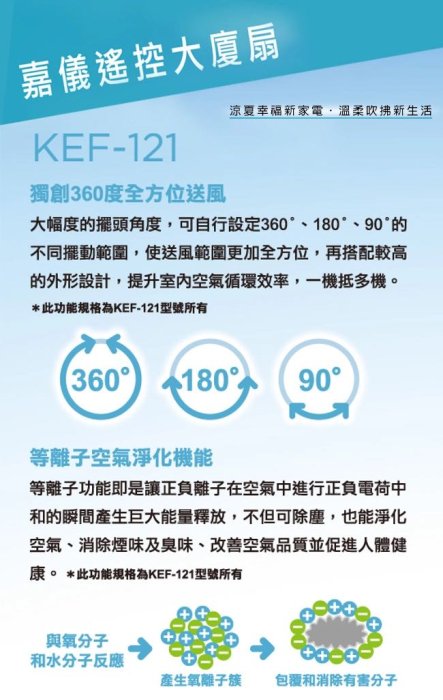 嘉儀電風扇KEF-121