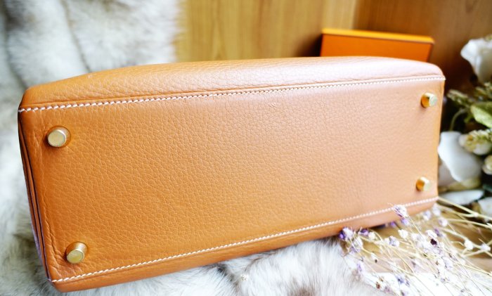 Sold out HERMES 真品 愛馬仕 KELLY 28 原色 金扣 Clemence皮 內縫 B刻 肩背包