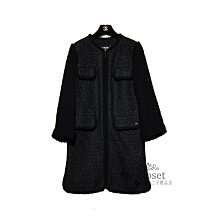 My Closet 二手名牌  Chanel  2012秋冬 經典黑色系 四口袋 針織袖 長版外套