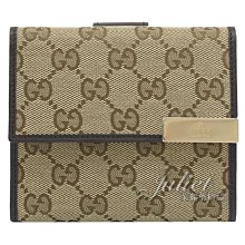 【茱麗葉精品】全新精品 GUCCI 專櫃商品 257015 經典GG緹花帆布翻蓋釦式短夾.駝/咖 預購無現貨