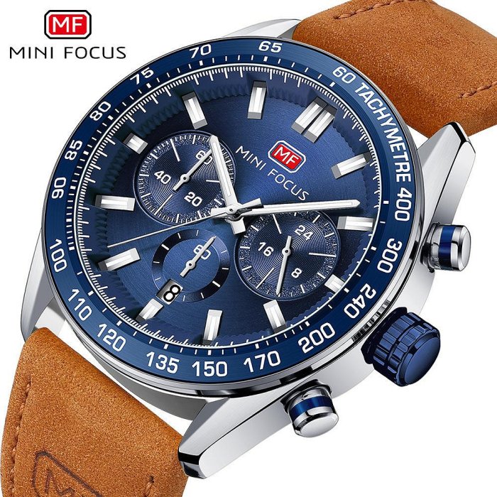 男士手錶 MINIFOCUS品牌手錶休閑男手錶石英錶皮錶帶男士手錶腕錶0403G