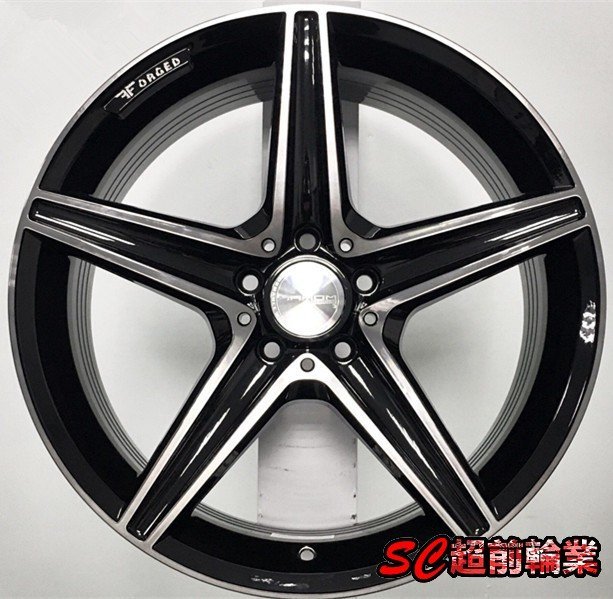 【超前輪業】MAHOM MF56 MF-56 類AMG 旋壓輕量化 19吋鋁圈 5孔112 黑底車面 可前後配