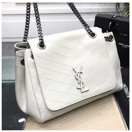 Saint Laurent YSL NOLITA 復古真皮包 山羊皮 大號 白色 全新 有現貨