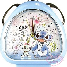 ♥小花花日本精品♥迪士尼系列Stitch史迪奇滿版圖天藍色三角形造型鬧鐘時鐘可愛又實用~預