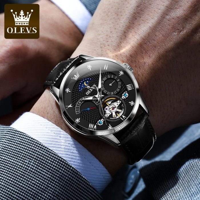 現貨手錶腕錶明星代言歐利時品牌手錶工廠全自動機械錶鏤空多功能男士手錶男錶