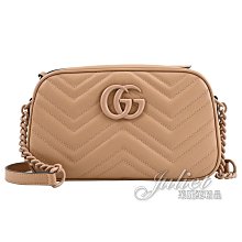 【茱麗葉精品】全新商品 GUCCI 專櫃商品 447632 GG Marmont 24cm經典絎縫斜背相機包.駝色 現貨