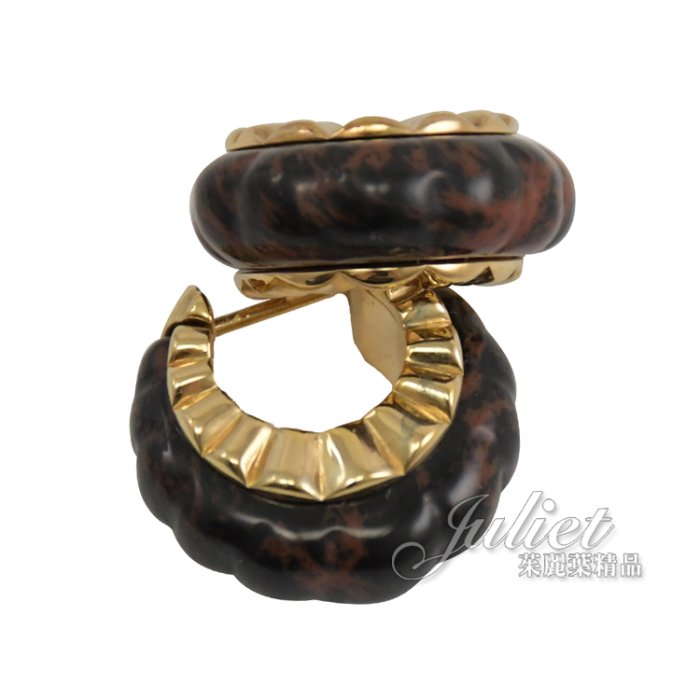【茱麗葉精品】全新精品 BOTTEGA VENETA 專櫃商品 658010 復古琥珀圓環造型針式耳環.金 現貨