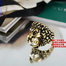 ☆優買二手精品名牌店☆ GUCCI 金獅 獅子 獅頭 LION 實心 黃銅 珍珠 招財 霸氣 發財 戒指 戒子 戒 全新