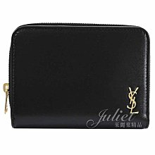 【茱麗葉精品】全新精品 YSL 專櫃商品 635263 金屬LOGO小牛皮釦式零錢短夾.黑 現貨