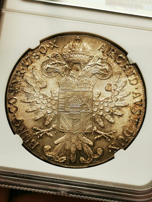 1780年大奶媽銀幣 NGC MS63 現代后鑄，超級轉光。 紀念幣 評級幣 pcgs評級幣 國外錢幣-5951