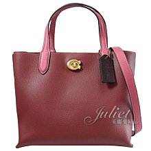 【茱麗葉精品】全新精品 COACH 專櫃商品 C8561 WILLOW 24 撞色荔枝紋兩用包.酒紅 現貨