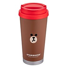 天使熊雜貨小舖~starbucks 星巴克 LINE FRIENDS熊大不鏽鋼杯 16oz  全新現貨