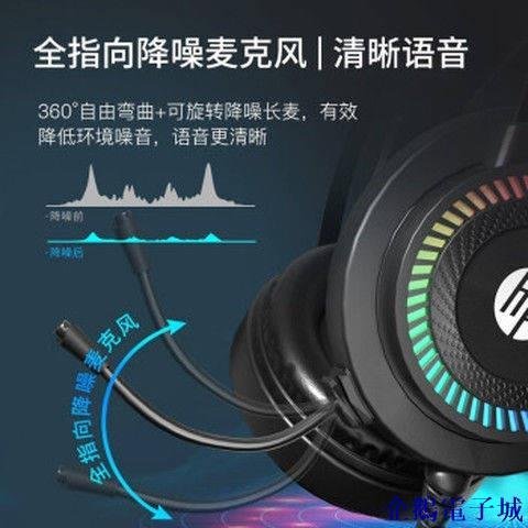 溜溜雜貨檔惠普(HP)GH10頭戴式耳機遊戲電競電腦有線耳麥降噪臺式筆記本立