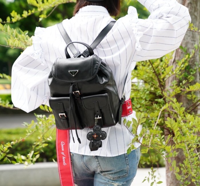 Prada 1BZ677 Backpack 小牛皮後背包 黑 現貨