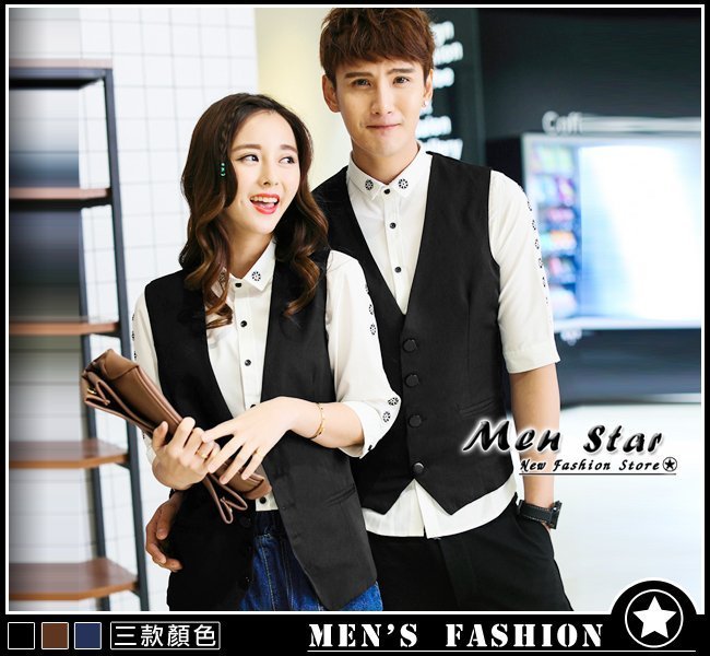 【Men Star】免運費  韓版情侶西裝背心 情侶裝 員工制服 背心 男 女 媲美 superdry 極度乾燥 lee