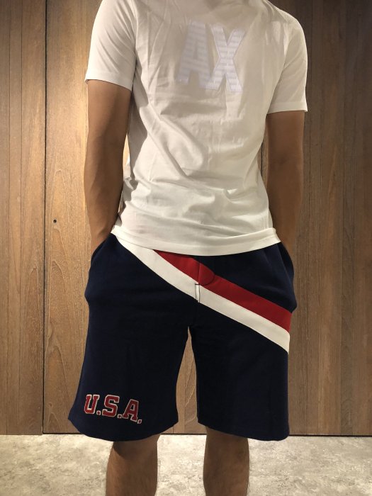 美國百分百【Ralph Lauren】棉褲 短褲 logo 休閒褲 Polo 運動 RL USA 男 深藍 XS J399