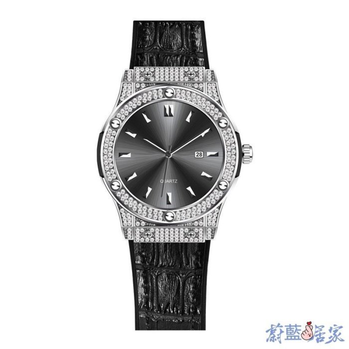 【熱賣精選】嘻哈男士手錶與鑽石時尚皮帶手錶