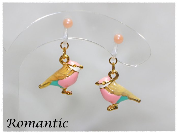 浪漫派飾品 G1952-@ 五色鳥 兩款可選 夾式耳環 矽膠耳環 無耳洞專用
