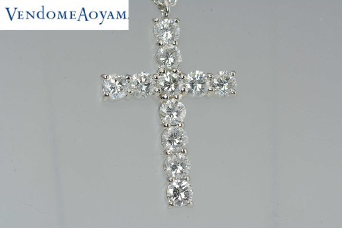 【芬芳時尚】日本購回VENdoME AoyAMA青山十字架天然鑽石鉑金PT950 PT850鑽石項鍊