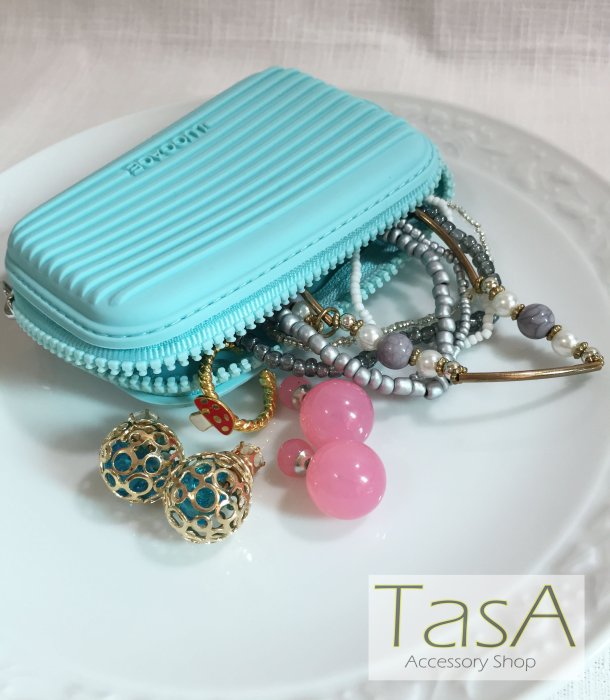 TasA Accessory shop-矽膠軟殼迷你行李箱隨身收納盒(亮藍色)