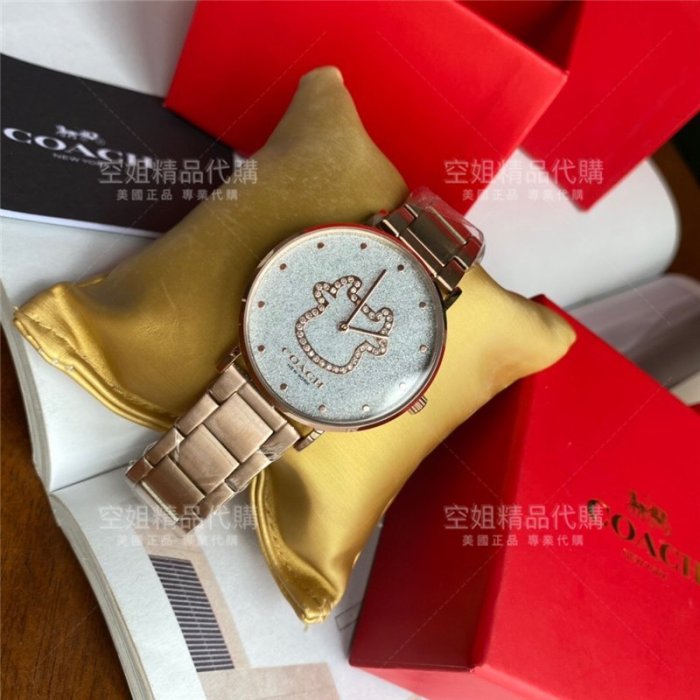空姐代購 Coach 2021 中國風 牛年生肖 限定紀念 熱賣新款 鑲嵌牛頭 水晶表面 防水手錶 新款石英女錶 附購證