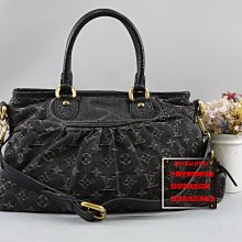 ☆優買二手精品名牌店☆ LV M95351 黑 牛仔布 單寧 丹寧 布 原花 老花 手提包 肩背包 購物包 超新二