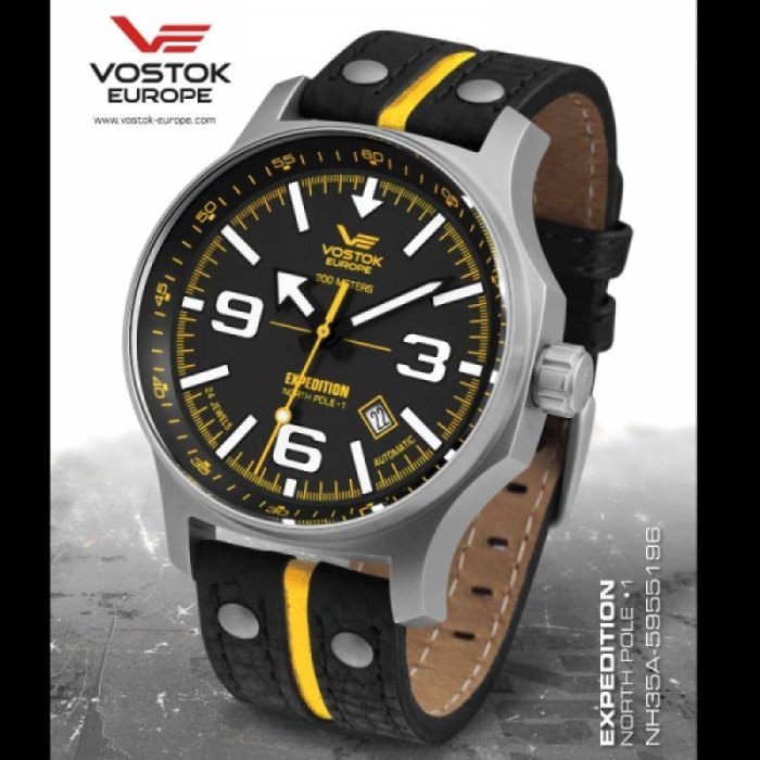 Vostok Europe Expedition North Pole 1 黑黃 47mm 全鋼殼