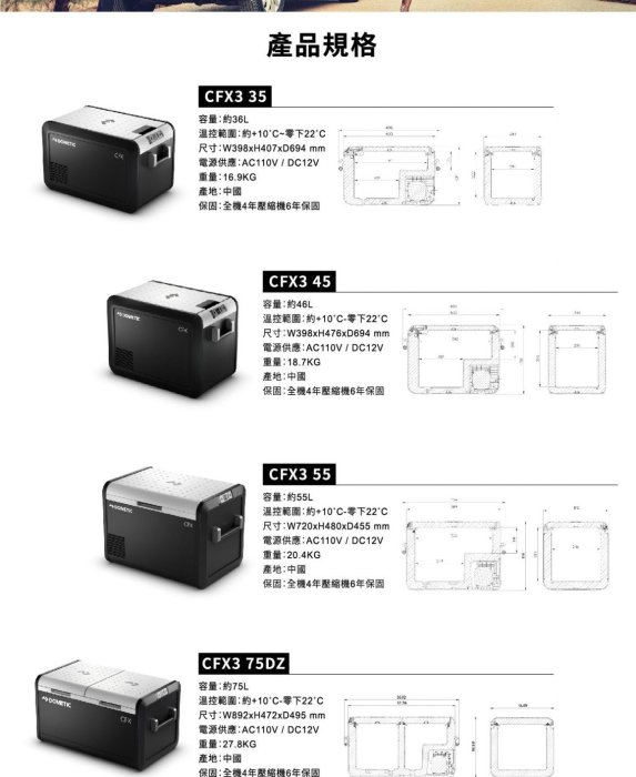 【綠色工場】Dometic 2021最新一代CFX3智慧壓縮機行動冰箱CFX3 45 露營冰箱 行動冰箱