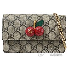 【茱麗葉精品】全新商品 GUCCI 專櫃商品 481291 GG Supreme 立體櫻桃水鑽鑲嵌斜背鍊包.駝紅 現貨