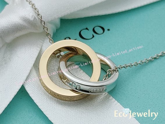 《Eco-jewelry》【Tiffany&Co】經典款 1837雙色雙戒指(玫瑰金)項鍊純銀925項鍊~專櫃真品已送洗