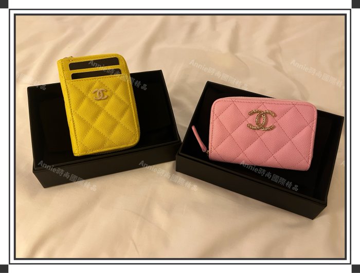 ☆ Annie 時尚國際精品 ☆ CHANEL AP1650 黃色荔枝牛皮金釦 新式ㄇ字拉鍊零錢包*現貨