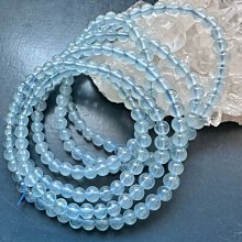 僅此一波- 丹寧藍水藍 海藍寶4.9-5.3mm（三圈）手珠手鍊DIY串珠隔珠能量項鍊耳環吊飾•點點水晶•