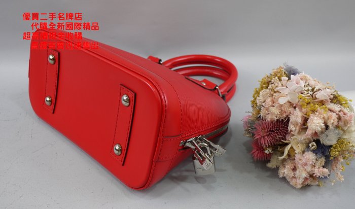 ☆優買二手精品名牌店☆ LV M41160 罌粟紅色 全皮 EPI ALMA BB 手提包 肩背包 斜背包 貝殼包 激新II