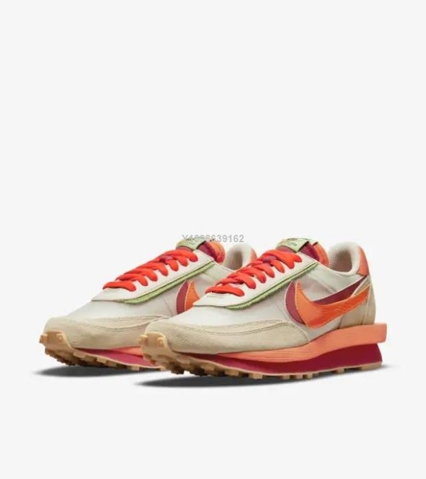 代購】Sacai x Nike LVD Waffle Daybreak 米白橙白橘透氣運動慢跑鞋