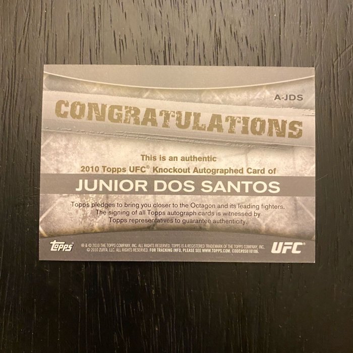 2010 Topps UFC Knockout Auto Green Junior Dos Santos 親簽 格鬥拳擊卡 卡片 #10/88