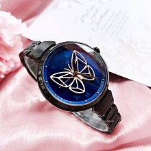 RELAX TIME 3D立體浮雕蝴蝶手環腕錶 RT-95-5 藍面黑鋼 公司貨 情人節禮物首選