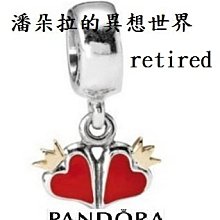 {{ 潘朵拉 的異想世界 }} 丹麥 pandora 絕版品琺瑯 14K金 紅心皇冠 790434EN09