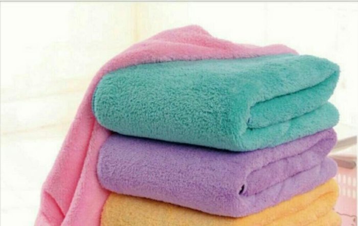 [藍色]超吸水柔軟大浴巾  雙面絨珊瑚絨大浴巾70*140cm