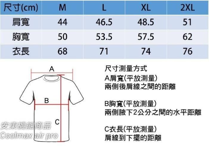 (安東機能商品)Coolmax 涼感T恤 Air Pro 單導向排汗 台灣製造 MIT 涼爽快乾機能服飾