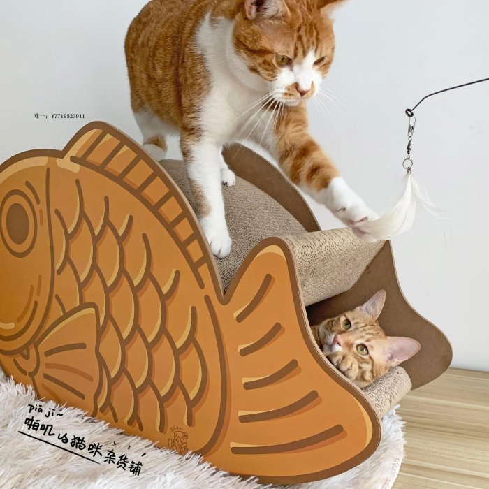貓抓板啪嘰的貓咪雜貨鋪｜鯛魚燒貓抓板｜瓦楞紙貓窩隧道｜大號不易掉屑貓玩具